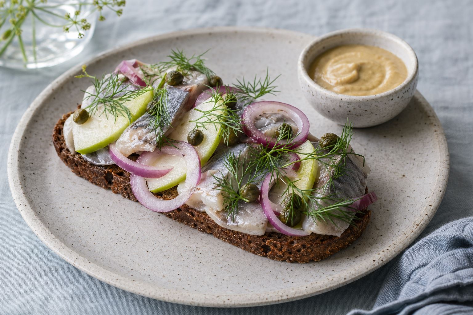 Smørrebrød de arenque Maties